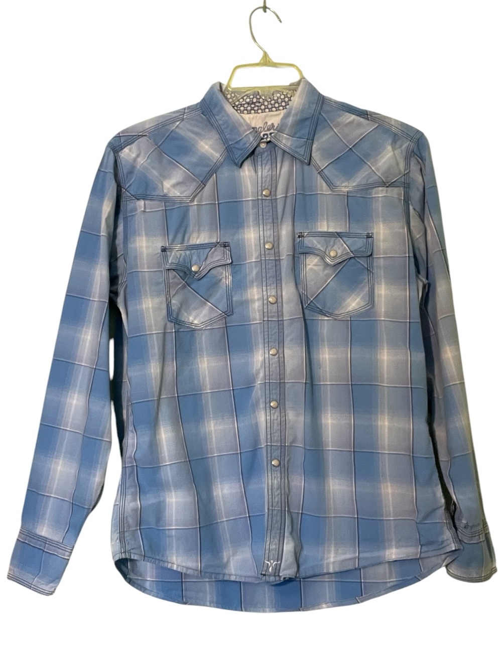 Wrangler Blue Plaid Western Button-Down Shirt. Size large GUC - Picture 1 of 9